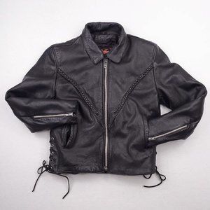 Interstate Leather womens Black leather motorcycle jacket